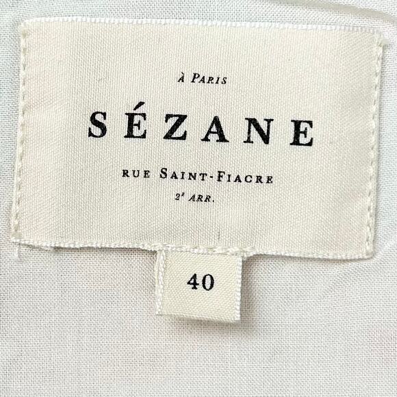 Sezane Thelma Boho 70s Square Neck Sleeveless Linen Crop Top Size 40 - Picture 8 of 11